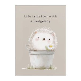 Cocoa Cream Hedgehog Daisy Flower Bucket   Acrylic Print