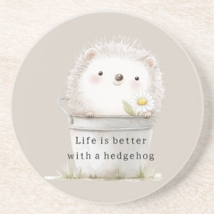 Cocoa Cream Hedgehog Daisy Flower Bucket Coaster