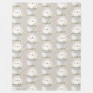 Cocoa Cream Hedgehog Daisy Flower Bucket Fleece Blanket