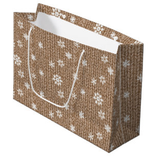 Cocoa Cream Snowflakes Christmas Large Gift Bag