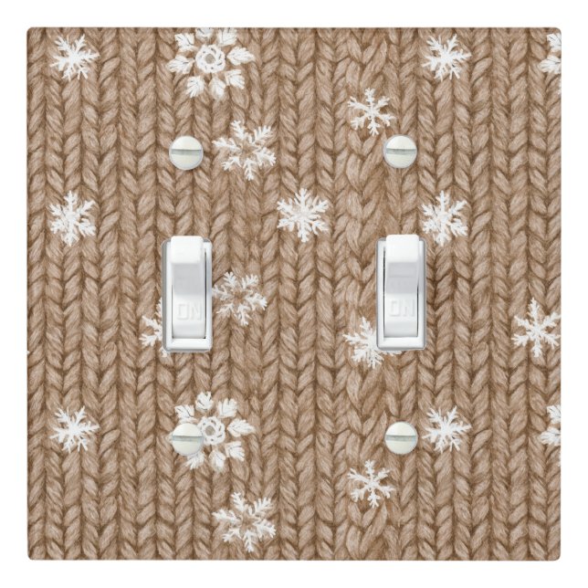 Cocoa Cream Snowflakes Christmas Light Switch Cover (In Situ)