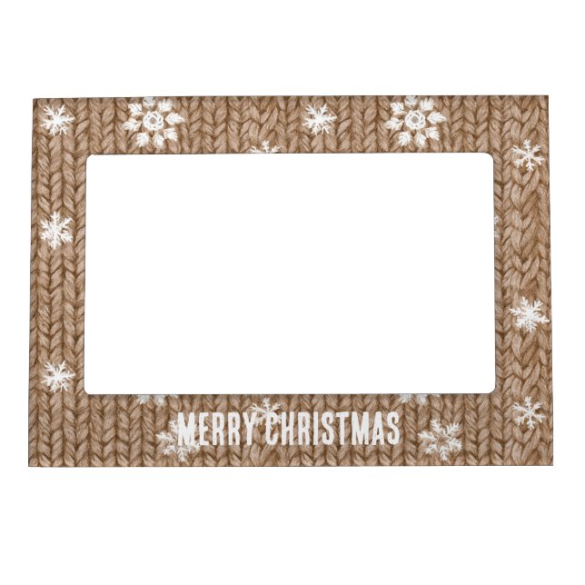 Cocoa Cream Snowflakes Christmas Magnetic Frame (Front)