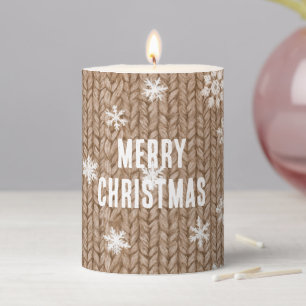 Cocoa Cream Snowflakes Christmas Pillar Candle