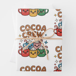 Cocoa Crew Hot Chocolate Kawaii Christmas Xmas Wrapping Paper Sheets