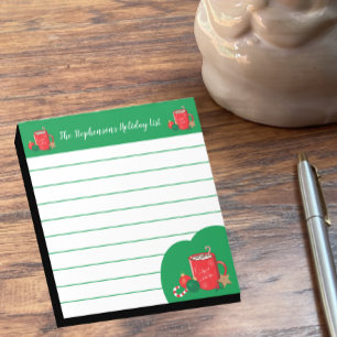 Cocoa Cup Red Green Personalized Christmas Notepad