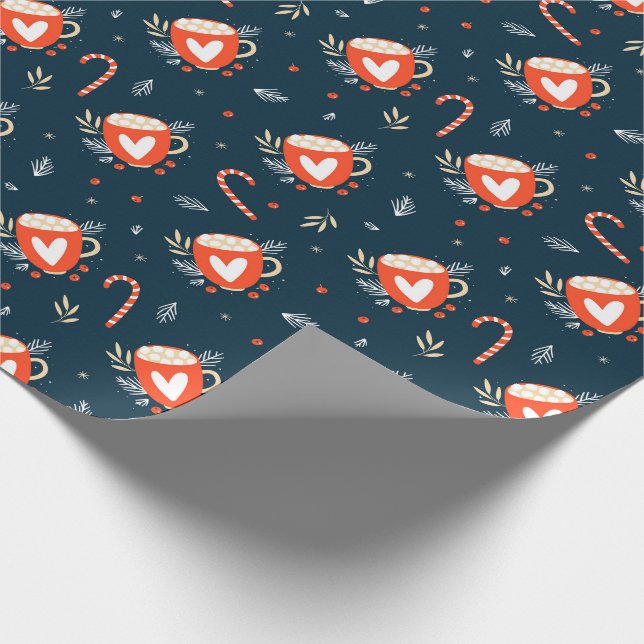 Cocoa Cups and Candy Canes Wrapping Paper (Corner)