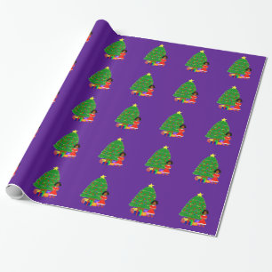 Cocoa Cuties Purple Christmas Wrapping Paper