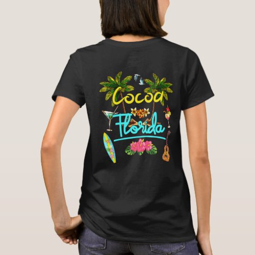 Cocoa Florida Beach Summer Palm Surf Sun Set Palm  T_Shirt