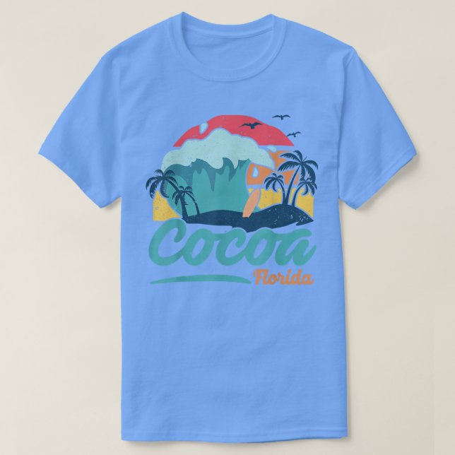 Cocoa Florida Beach Summer Surfing SunSet Palm Tre T-Shirt (Design Front)