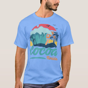 Cocoa Florida Beach Summer Surfing SunSet Palm Tre T-Shirt