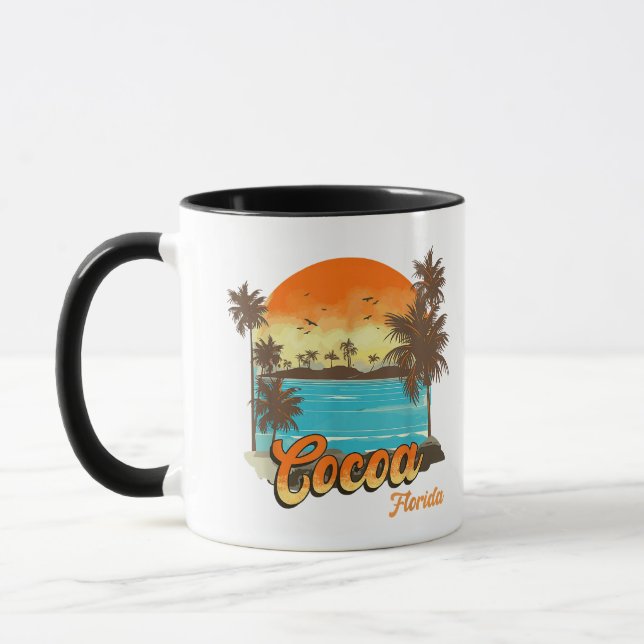Cocoa Florida Beach Summer Vacation Palm Sunset  Mug (Left)