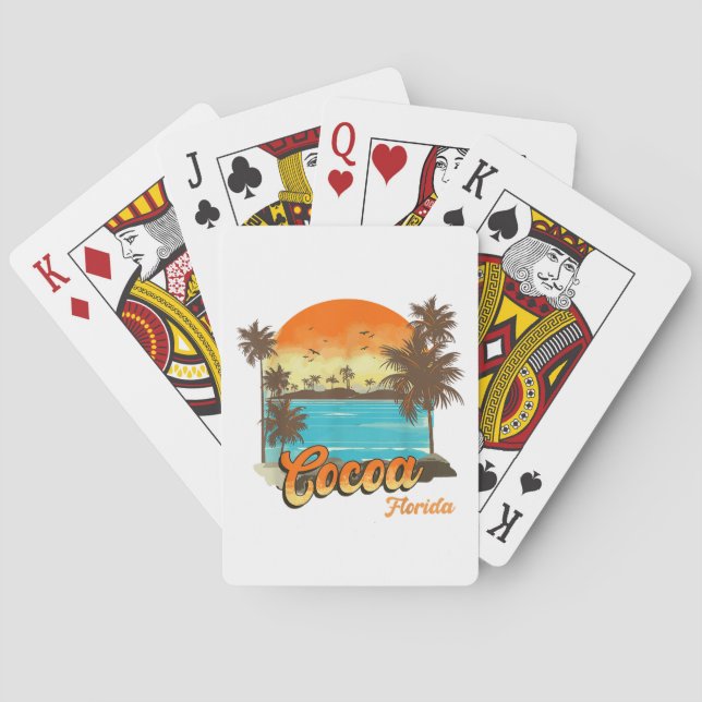 Cocoa Florida Beach Summer Vacation Palm Sunset  Poker Cards (Back)