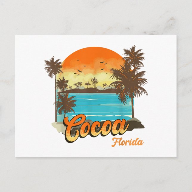 Cocoa Florida Beach Summer Vacation Palm Sunset  Postcard (Front)