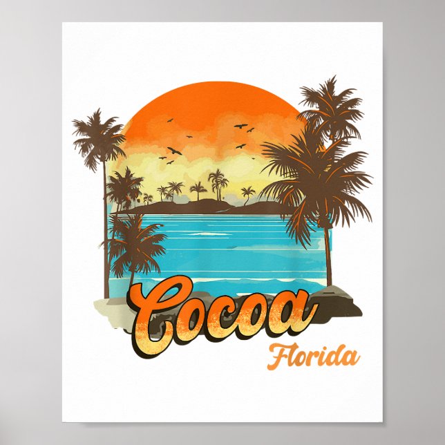 Cocoa Florida Beach Summer Vacation Palm Sunset  Poster (Front)