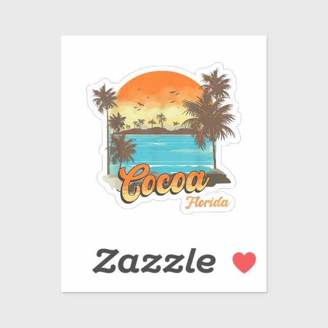 Cocoa Florida Beach Summer Vacation Palm Sunset  Sticker (Sheet)