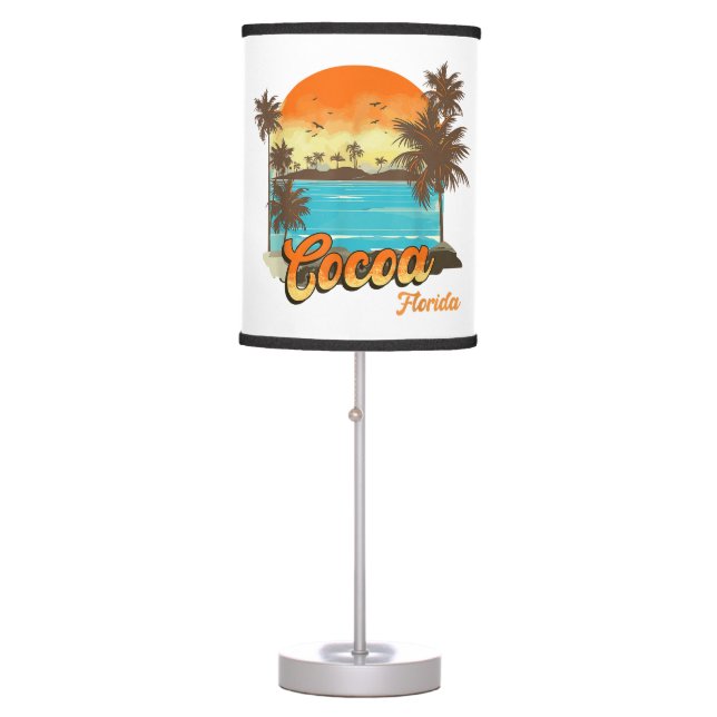 Cocoa Florida Beach Summer Vacation Palm Sunset  Table Lamp (Front)
