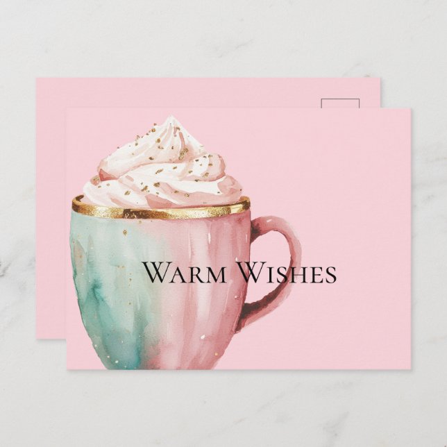 Cocoa Gold Blush Pink Mint Warm Wishes Postcard (Front/Back)