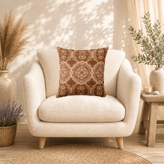 Cocoa Lace Throw Pillow