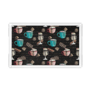 Cocoa marshmallow hot chocolate candy winter  acrylic tray