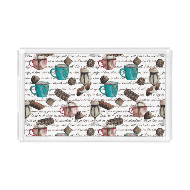 Cocoa marshmallow hot chocolate candy winter  acrylic tray (Front)