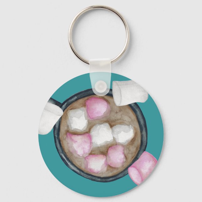 Cocoa marshmallows hot chocolate candy winter  keychain (Front)