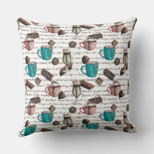 Cocoa marshmallows hot chocolate candy winter throw pillow