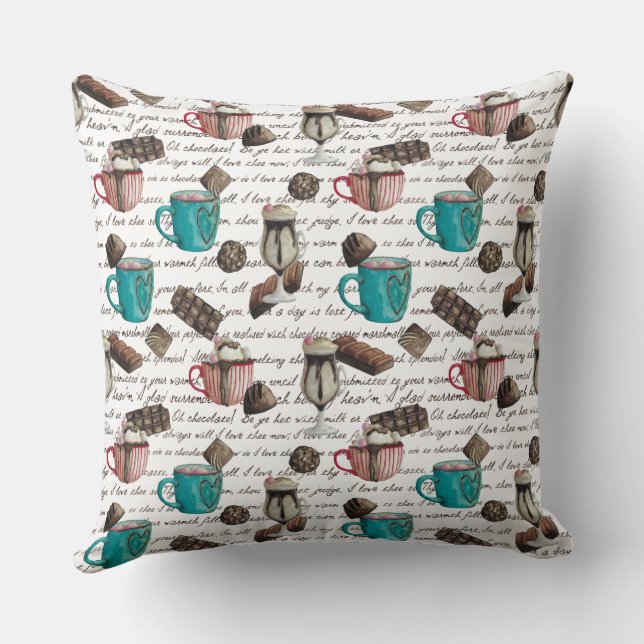 Cocoa marshmallows hot chocolate candy winter throw pillow (Back)