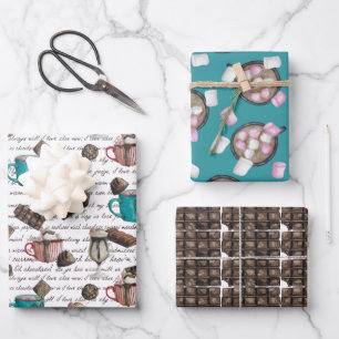 Cocoa marshmallows hot chocolate candy winter   wr wrapping paper sheets