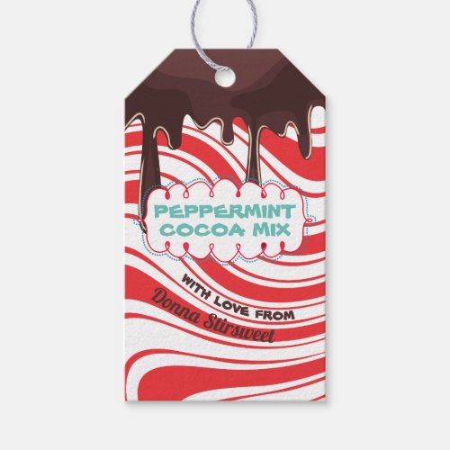 Cocoa mix in a jar gift tag directions peppermint