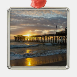 Cocoa Pier 1st Sunrise 2017 Metal Ornament