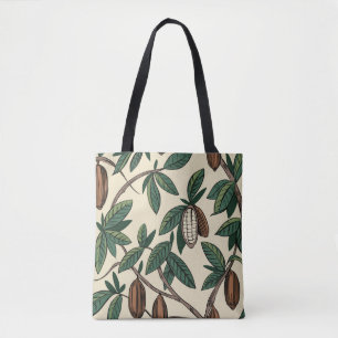 Cocoa plant seamless pattern. Cacao bean. Vintage  Tote Bag