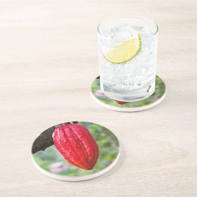 cocoa pod red sandstone coaster (Side)