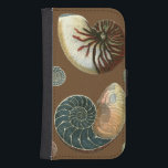 Cocoa Shell Galaxy S4 Wallet Case<br><div class="desc">Get this unique stonewashed red and blue Conch seashell image on your next product. This amazing,  cocoa background these two unique seashells. Take the beach with you everywhere you go.</div>