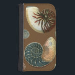 Cocoa Shell Galaxy S4 Wallet Case<br><div class="desc">Get this unique stonewashed red and blue Conch seashell image on your next product. This amazing,  cocoa background these two unique seashells. Take the beach with you everywhere you go.</div>
