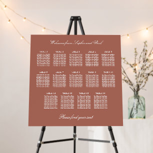 Cocoa Sienna 14 Table Wedding Seating Chart Foam Board