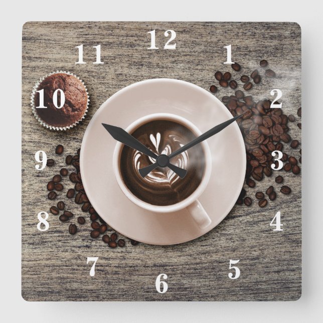 Cocoa Square Wall Clock (Front)