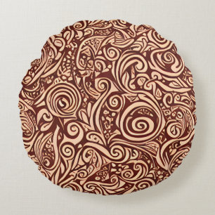Cocoa Swirl Round Pillow