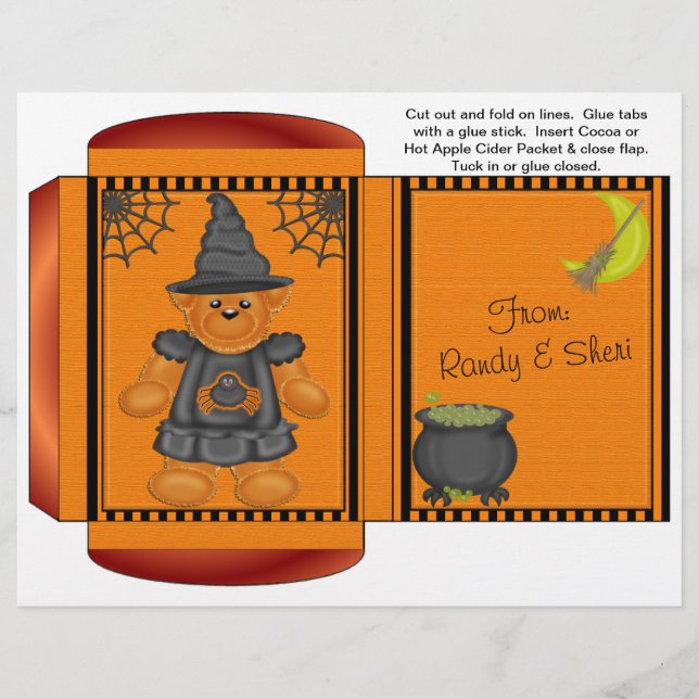 Cocoa, Tea, Cider Packet Halloween Autumn Favors Flyer (Front)