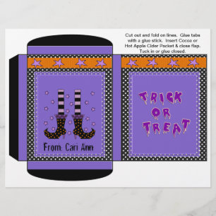 Cocoa, Tea, Cider Packet Halloween Witch Favors Flyer