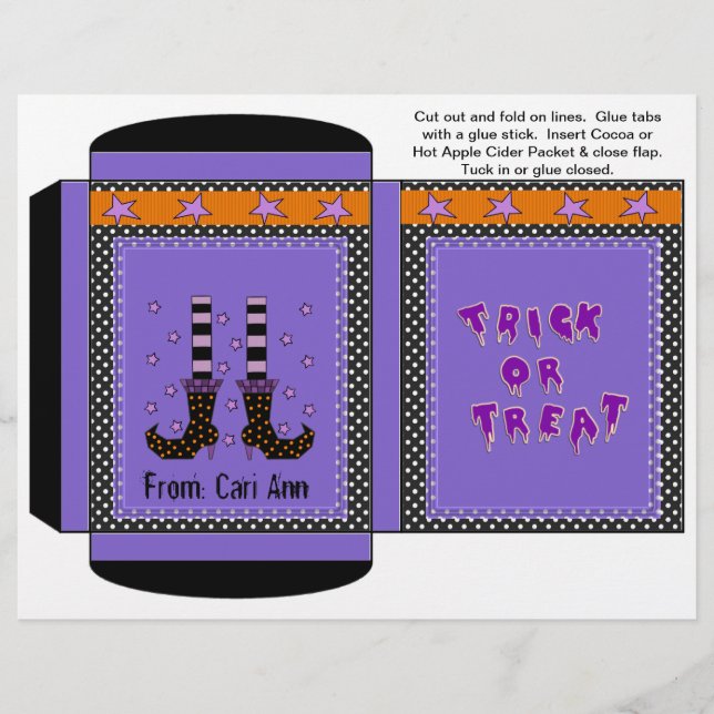Cocoa, Tea, Cider Packet Halloween Witch Favors Flyer (Front)