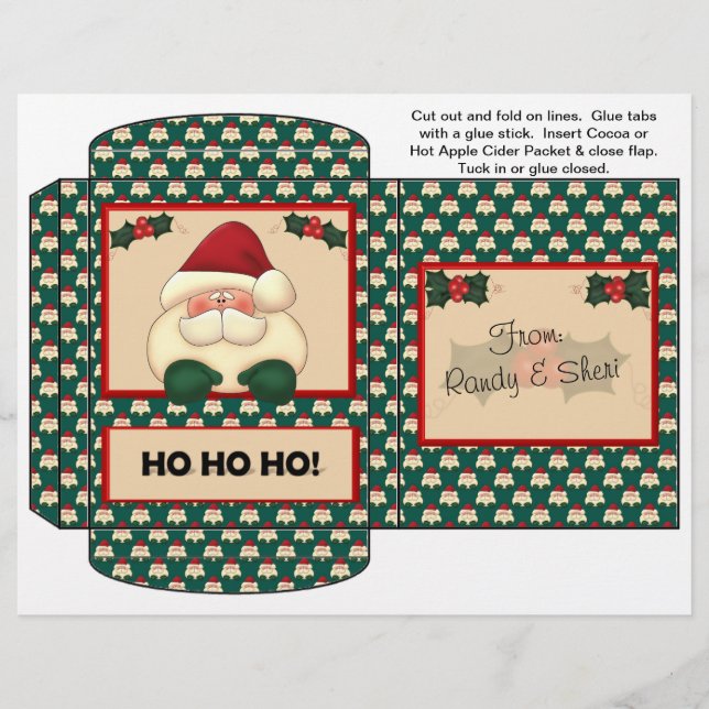 Cocoa, Tea, Cider Packet Santa Christmas Favors Flyer (Front)