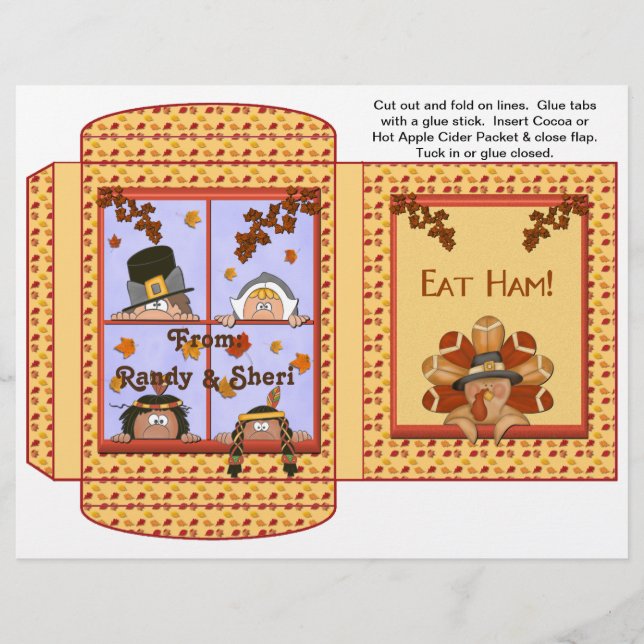 Cocoa, Tea, Cider Packet Thanksgiving Favors Flyer (Front)