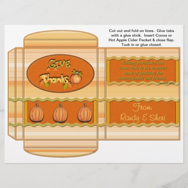 Cocoa, Tea, Cider Packet Thanksgiving Favors Flyer (Front)