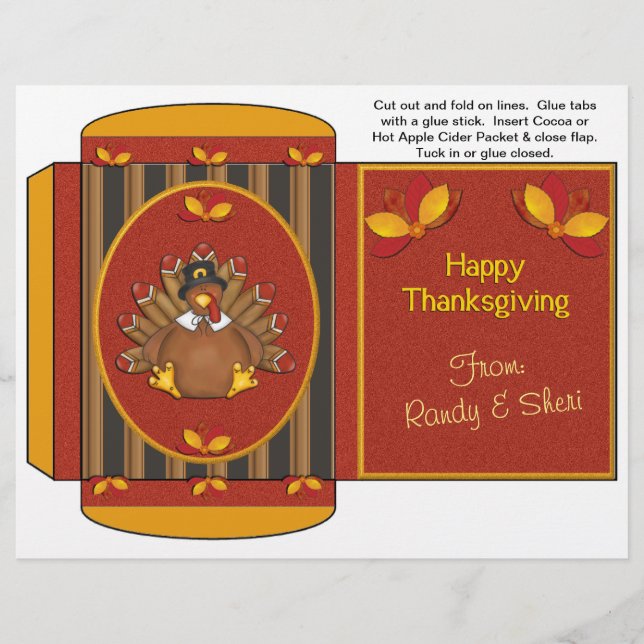 Cocoa, Tea, Cider Packet Thanksgiving Favors Flyer (Front)