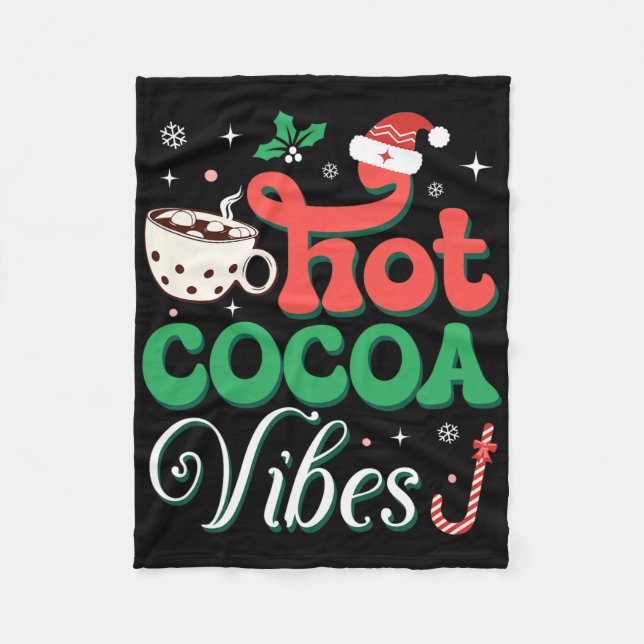 Cocoa Vibes With Candy Cane Funny Christmas Holida Fleece Blanket (Front)
