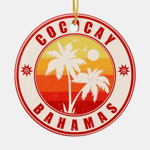 CocoCay Bahamas Islands Retro Palm tree Souvenirs Ceramic Ornament
