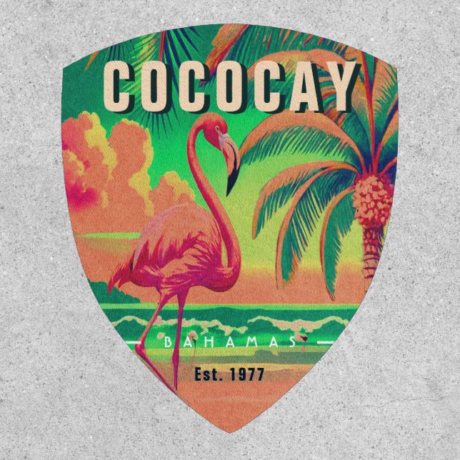 CocoCay Bahamas Retro Flamingo Souvenir 1950s Patch (Front)