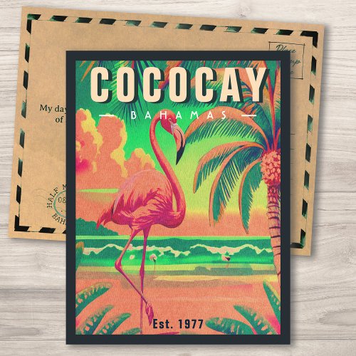 CocoCay Bahamas Retro Flamingo Souvenir 1950s Postcard