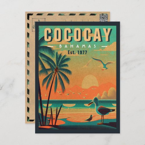 CocoCay Bahamas Retro Seagull Souvenir 1950s Postcard