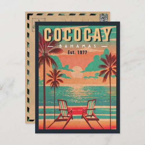 CocoCay Bahamas Retro Sunset Souvenir 1950s Postcard